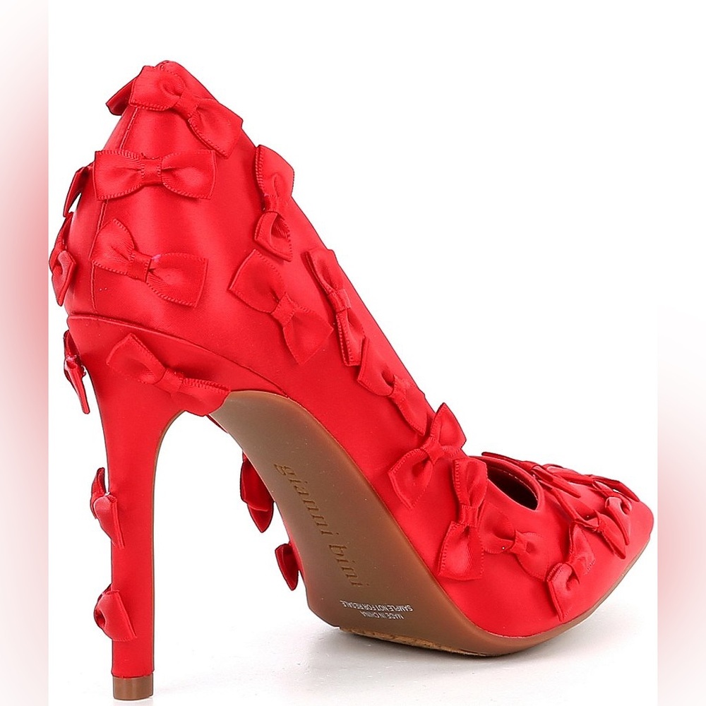 Gianni Bini Serena Satin Mini Bows Pointed Toe Pumps - Picture 2 of 7